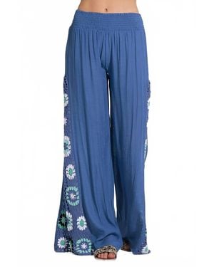 Elan Palma Crochet Detail Pant - Blue