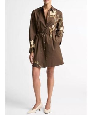 Vince Placed Cream Iris Shirt Dress - Brown
