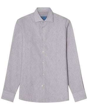 Robert Talbott Reynolds Micro Stripe Linen-Blend Shirt - Gray