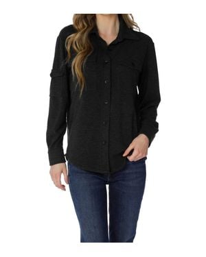 Bobi Pocket Button Front Shirt - Black
