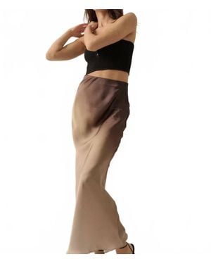 Promesa High-Waist Ombre Woven Maxi Skirt - Brown