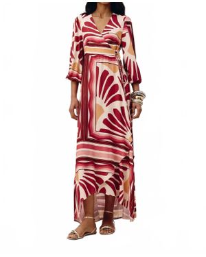 CaCay Thalia Puff Sleeve Dress - Red