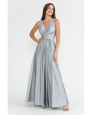 TRUEDAMES Simple Empire Waist Long Formal Dress - Gray