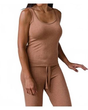 YALEA Claire Bamboo Sweater Tank Top - Brown