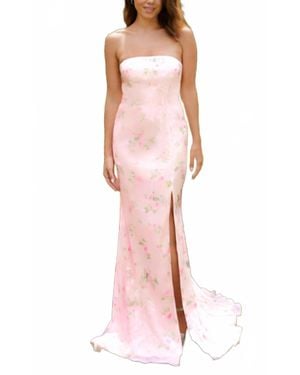 Faviana Sequin Strapless Floral Gown - Pink