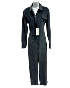 Rivet Utility Big Wig Corduroy Long Sleeve Jumpsuit - Blue