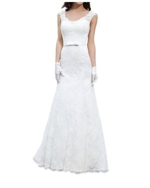 Justin Alexander Venice Lace Fit And Flare Dress - White