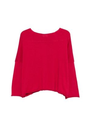 Be You Cotton Boat-Neck Sweater - Red