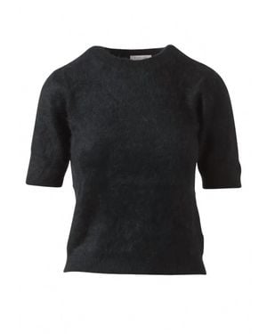 Kinross Cashmere Brushed Short Sleeve Crew Tee - Black