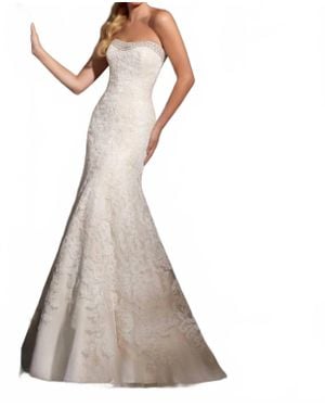 Mori Lee A-Line Lace Wedding Dress - Natural