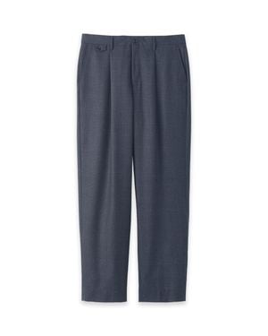 Paul Fredrick Plaid Single Pleat Wide Leg Pant - Blue