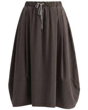 Gran Sasso Balloon Nylon Midi Skirt With Lurex Drawstring - Brown