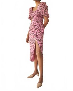 AIIFOS Eleanor Ruched Midi Dress - Red