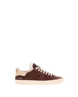 Springa Wavy Suede Leather Sneakers - Brown