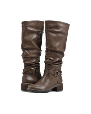 White Mountain Crammers Faux Leather Slouchy Knee-High Boots Fzp105 ,8) - Brown