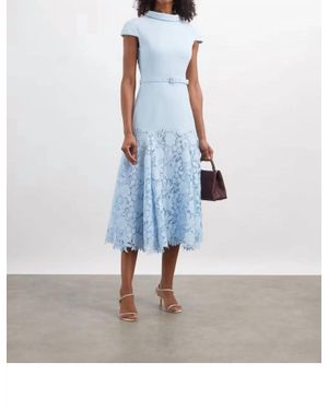 Self-Portrait Crepe Lace Midi Dress - Blue
