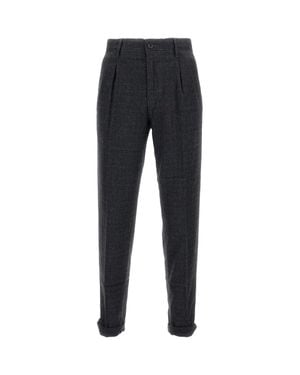 Incotex Tapered Leg Wool Blend Pants With Multi-Pocket Design - Black