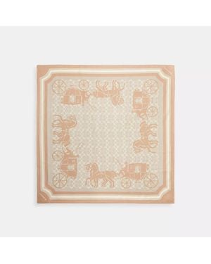 COACH Signature Horse And Carriage Print Silk Square Scarf - Natural