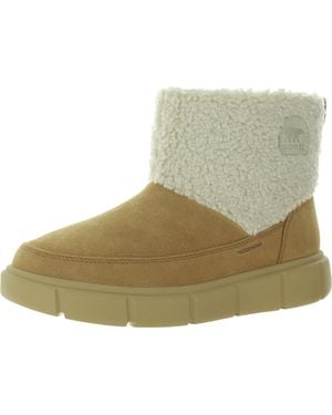 Sorel Explorer Iii Slip On Cozy Wp Faux Fur Lined Leather Winter & Snow Boots - Green