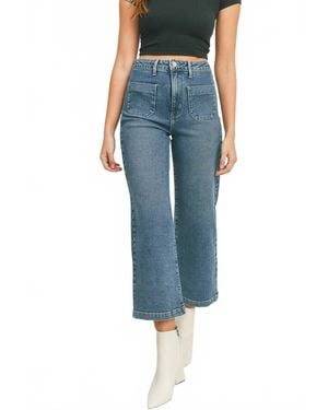 Just Black Denim Patch Pocket Crop Wide Leg Jean - Blue