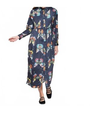 Vilagallo Amira Mariposa Floral Dress - Blue