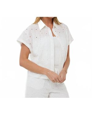 EsQualo Flower Embroidery Blouse - White