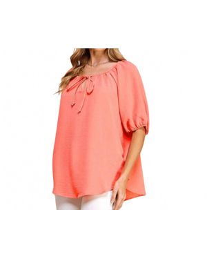 Shopin in LA Puff Sleeve Woven Top - Pink