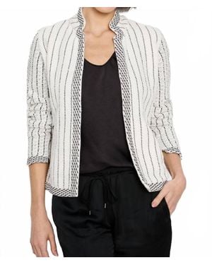 NIC+ZOE Pinstripe Notch Collar Knit Jacket - White