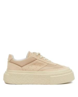MM6 by Maison Martin Margiela Calf Leather And Suede Sneakers - Natural
