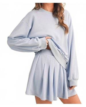 Klesis Crewneck Sweatshirt & Pleated Skirt Set - Blue