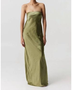 Third Form Satin Tie Back Strapless Maxi Dress - Green