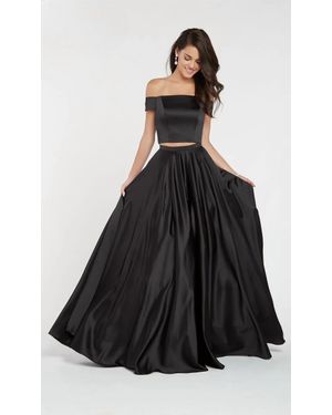 Alyce Paris Off The Shoulder Two Piece Satin Ball Gown - Black