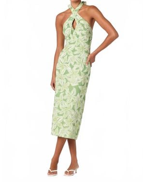 Astr Anita Halter Keyhole Midi Dress - Green