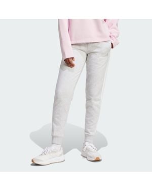 adidas Essentials 3-Stripes Fleece Slim Pants - White