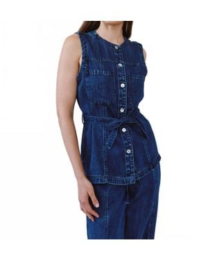 Bella Dahl Seamed Belted Denim Vest - Blue
