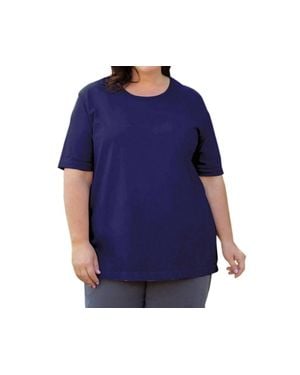 On The Plus Side Jersey U-Neck Short Sleeve Tee - Blue