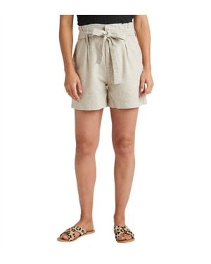 Jag High Rise Belted Pleat Paper Bag Short - Natural