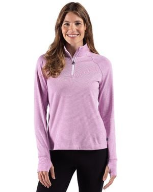 Cutter & Buck Adapt Recycled Soft Knit Stripe Quarter Zip Pullover - Purple