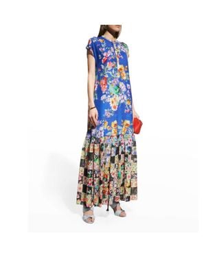 Johnny Was Dress Alba Sky Flower 100% Rayon (Slip) - Blue