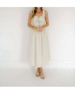 AUREUM Victoria Linen Tie Front Midi Dress - Natural