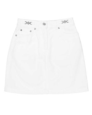 Versace Cotton Denim A-Line Skirt - White