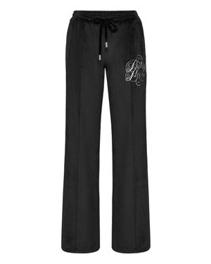 Philipp Plein Chenille Straight Tracksuit Pants Signature - Black