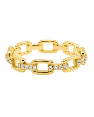 Allyanna Gifts Moissanite Horseshoe Link Eternity Ring Band - Metallic