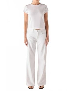 Amo Denim Regina Mid Rise Wide Leg Jeans - White