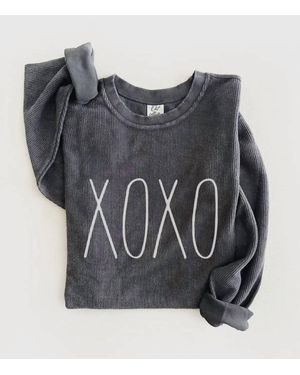 Oat Collective Xoxo Thermal Vintage Pullover - Gray