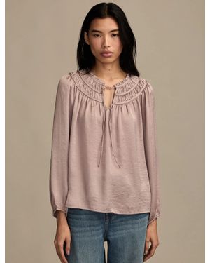 Lucky Brand Ruched Peasant Top - Natural