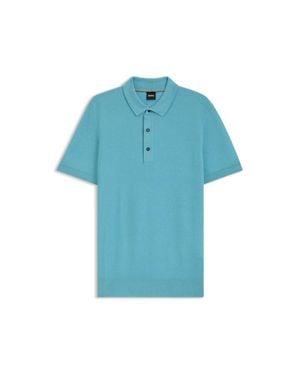 BOSS Regular-Fit Knit Polo Blended With Cotton - Blue