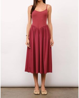 Loucia Chloe Contrast Rib Midi Dress - Red