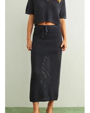 Miou Muse Alexa Crochet Midi Skirt - Black