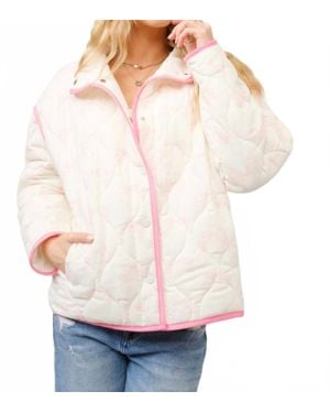 Blue B Quilted Bow Print Jacket - Natural
